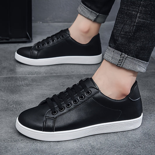 Men's Fashion Skate Shoes, Breathable Non-slip Lace-up Shoes With PU Leather Uppers For Outdoor, Spring Summer And Autumn